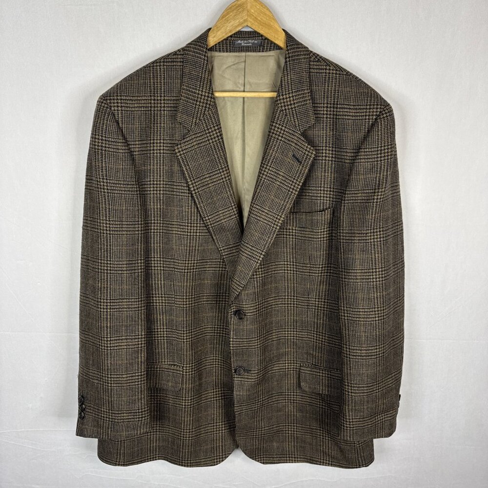 Holt Renfrew Brown Plaid Sport Coat Blazer Men’s 46 Alpaca Wool Canada‎